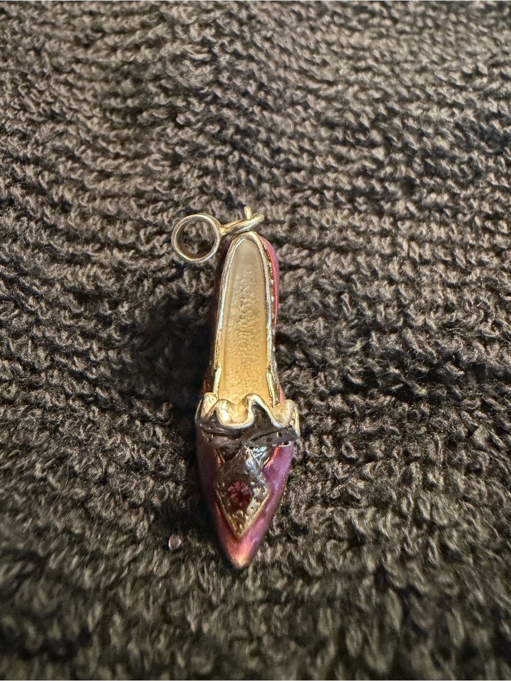 Vintage Pink Iridescent Shoe Charm Pendant Silver 925